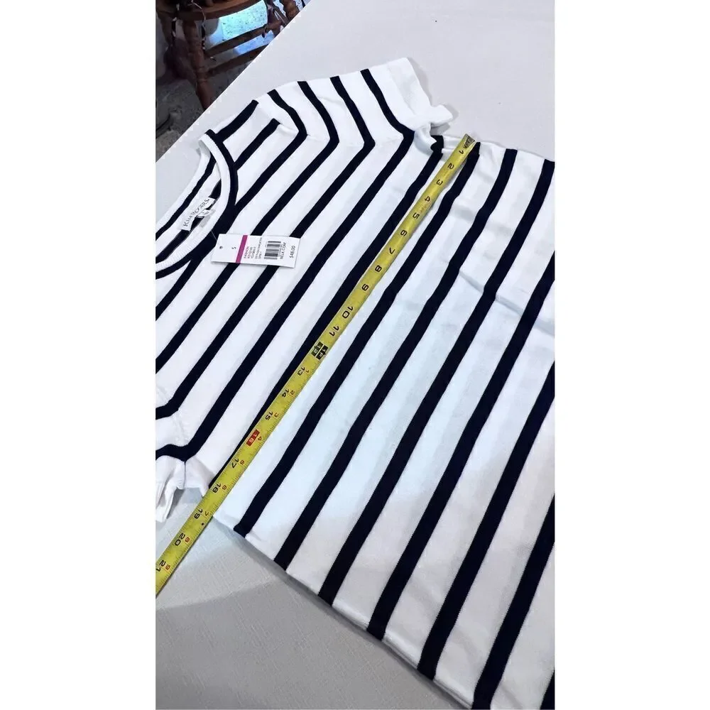 Kim Rogers Women's Short Sleeve Striped Sweater Black & White Size S NWT